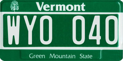 VT license plate WYO040