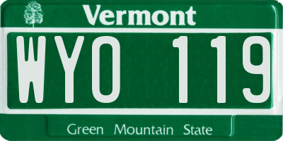 VT license plate WYO119