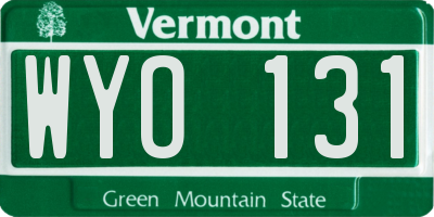 VT license plate WYO131