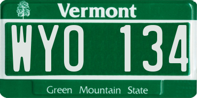 VT license plate WYO134