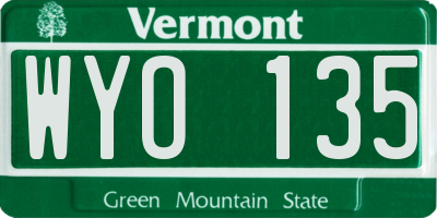VT license plate WYO135