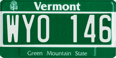 VT license plate WYO146