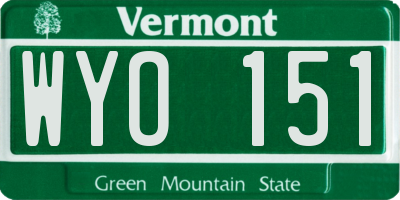 VT license plate WYO151