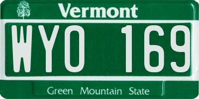 VT license plate WYO169