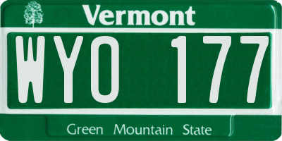 VT license plate WYO177