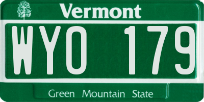 VT license plate WYO179