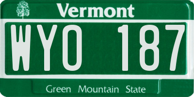 VT license plate WYO187
