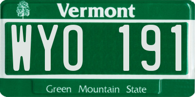 VT license plate WYO191
