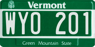 VT license plate WYO201
