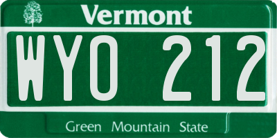 VT license plate WYO212
