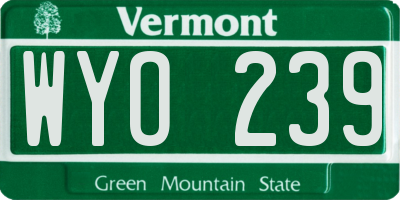 VT license plate WYO239