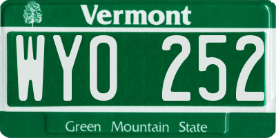 VT license plate WYO252