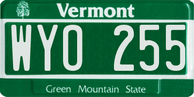 VT license plate WYO255