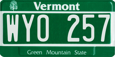 VT license plate WYO257
