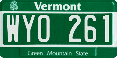 VT license plate WYO261