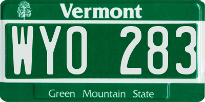 VT license plate WYO283