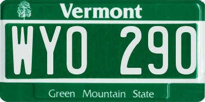 VT license plate WYO290