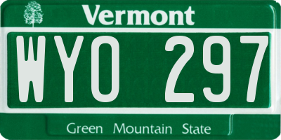 VT license plate WYO297