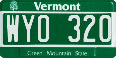 VT license plate WYO320