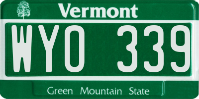 VT license plate WYO339