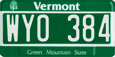 VT license plate WYO384
