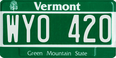 VT license plate WYO420