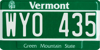 VT license plate WYO435