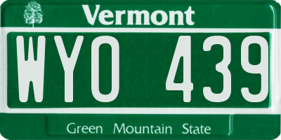 VT license plate WYO439