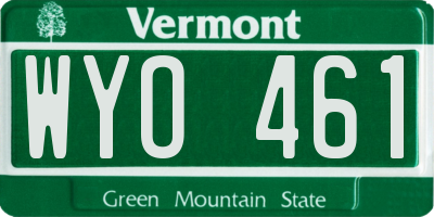 VT license plate WYO461