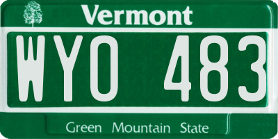 VT license plate WYO483