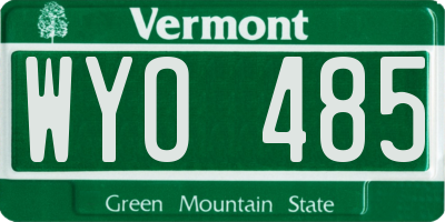 VT license plate WYO485
