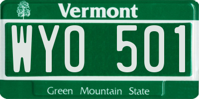 VT license plate WYO501