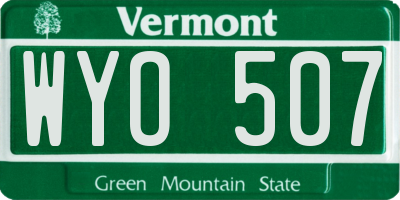 VT license plate WYO507