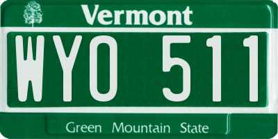 VT license plate WYO511