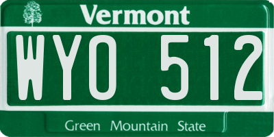 VT license plate WYO512