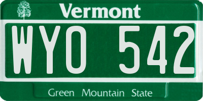 VT license plate WYO542