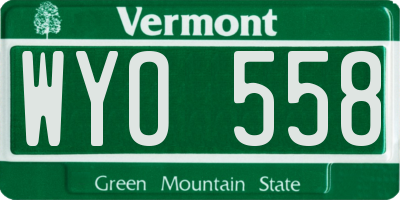 VT license plate WYO558