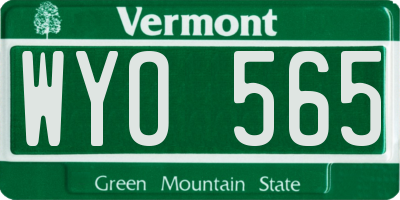 VT license plate WYO565
