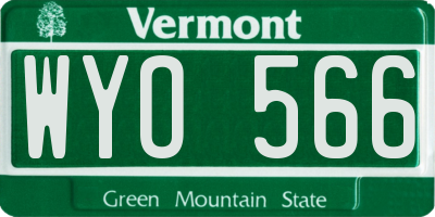 VT license plate WYO566