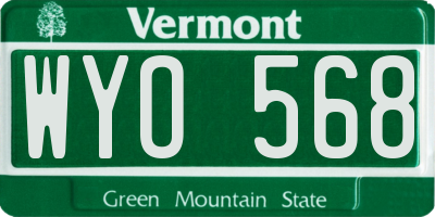 VT license plate WYO568