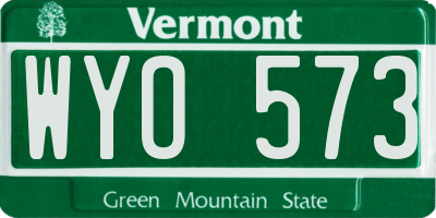 VT license plate WYO573
