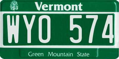 VT license plate WYO574