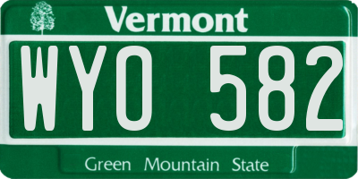 VT license plate WYO582