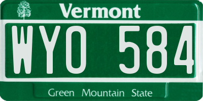 VT license plate WYO584