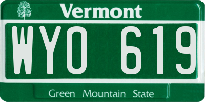 VT license plate WYO619
