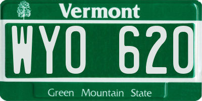 VT license plate WYO620