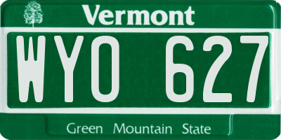 VT license plate WYO627