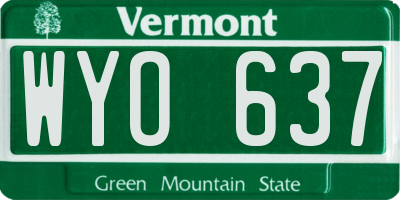 VT license plate WYO637