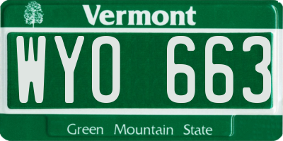 VT license plate WYO663