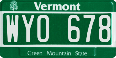 VT license plate WYO678